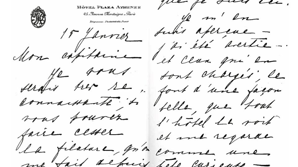Dopis Mata Hari kapitánu Ladouxovi ze 15. ledna 1917