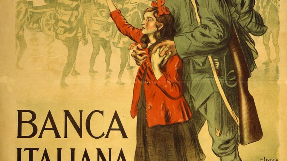 Propagační plakát italské banky, 1. světová válka